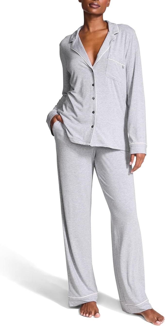 Victoria's Secret Modal Pajama Set, Long Sleeve Button Down Shirt and Pajama Pants, Sleepwear for... | Amazon (US)