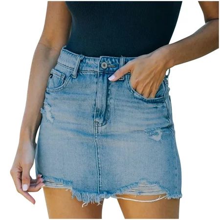 LWZWM Women s Casual Denim Skirt High Waist Jean Skirts Mini Skirt Pencil Skirt Slimming Skirt Summe | Walmart (US)