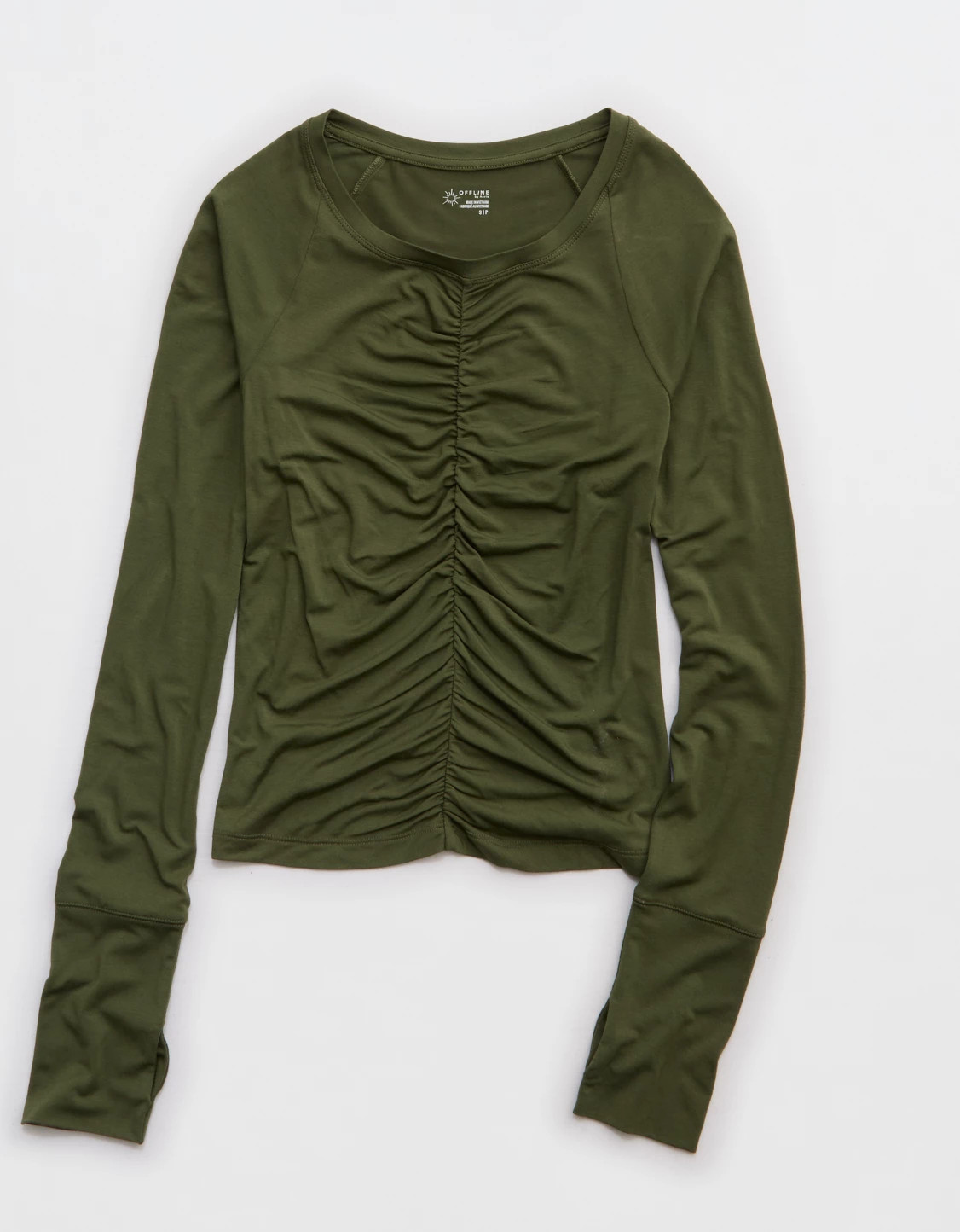 OFFLINE By Aerie Thumbs Up Ruched Long Sleeve T-Shirt | Aerie