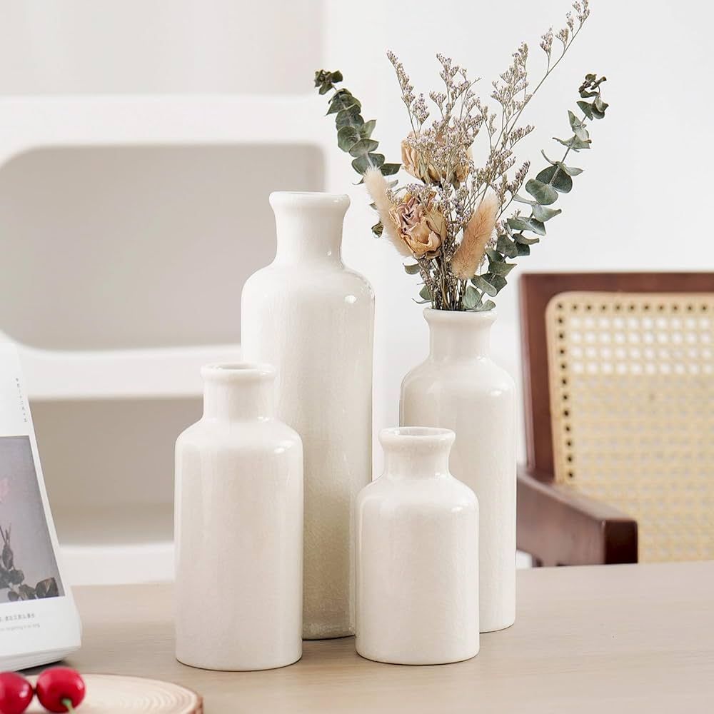 Joynisy Ceramic Vase Set of 4，Modern Home Decorative Vases for Flowers Pampass, Table Centerpie... | Amazon (US)