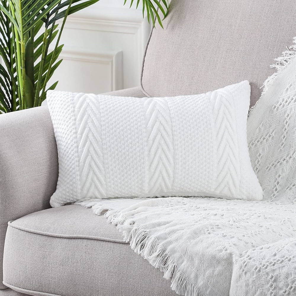 Mandioo Cotton Knitted Decorative Lumbar Throw Pillow Covers Soft Cozy Outdoor Cushion Cases Luxu... | Amazon (CA)