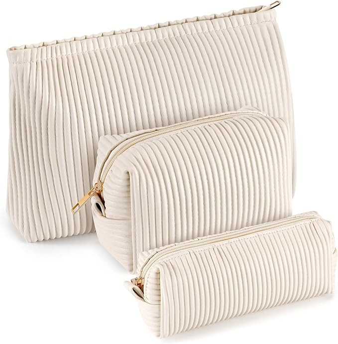 Talltalk 3 Pcs Cosmetic Makeup Bag for Women Portable Travel Toiletry Cosmetic Pouch Cute Bag Acc... | Amazon (US)
