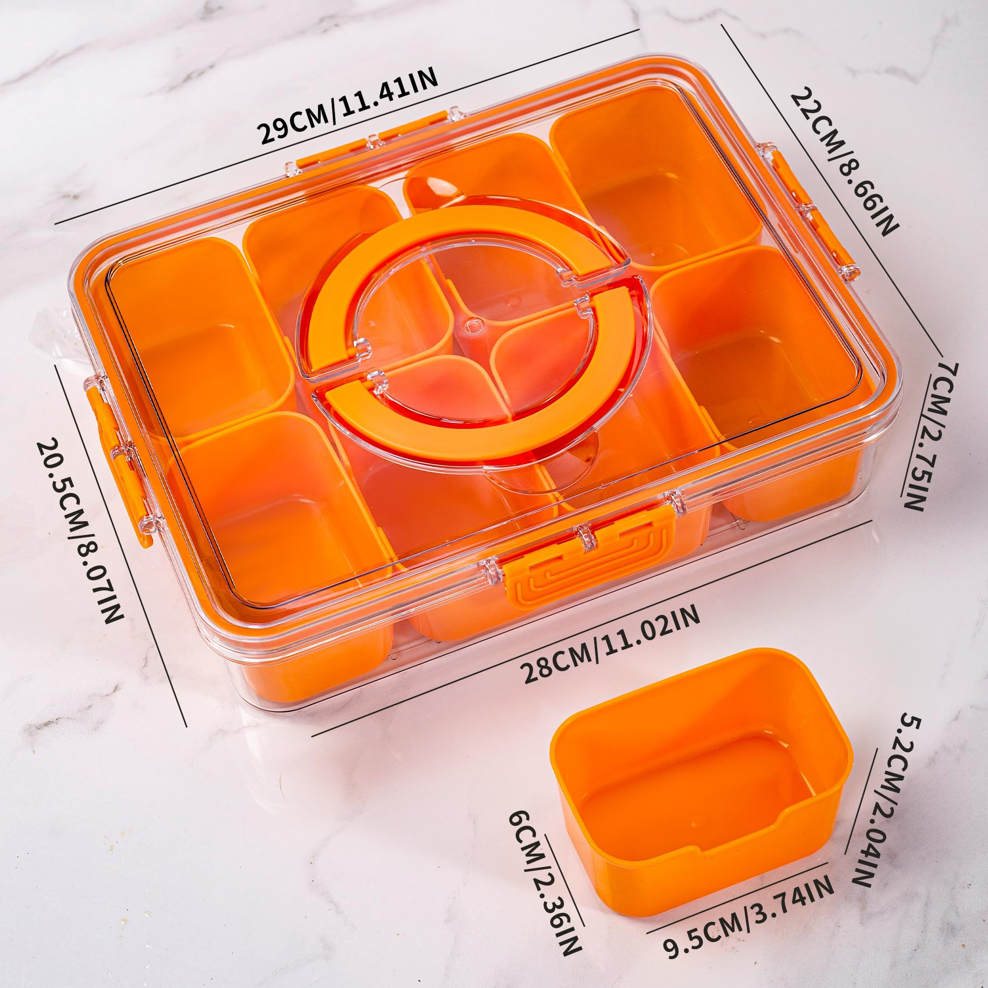 Divided Snack Serving Tray with Lid and Handle Travel Snackle Charcuterie Container Portable Stor... | Amazon (US)