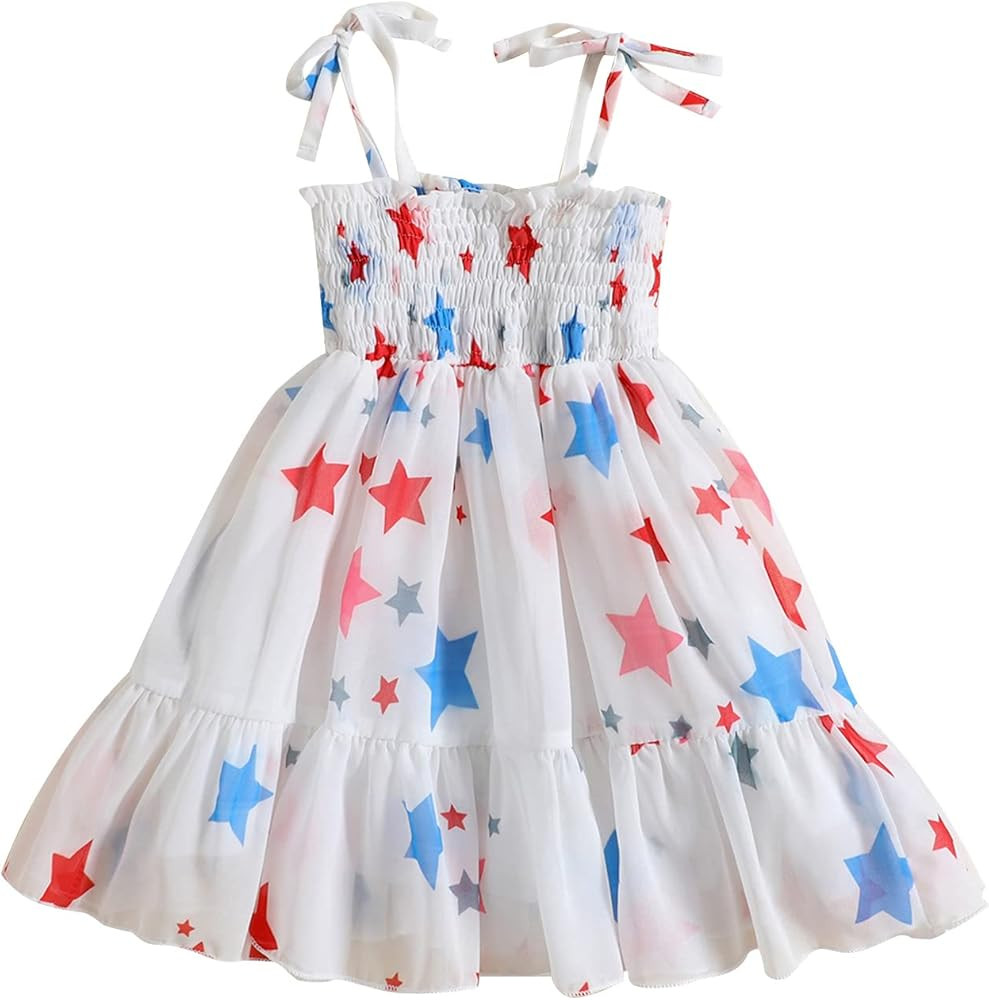 Toddler Baby Girl 4th of July Outfit Stars Lace Tulle Tutu Dress Independence Day Sleeveless Prin... | Amazon (US)