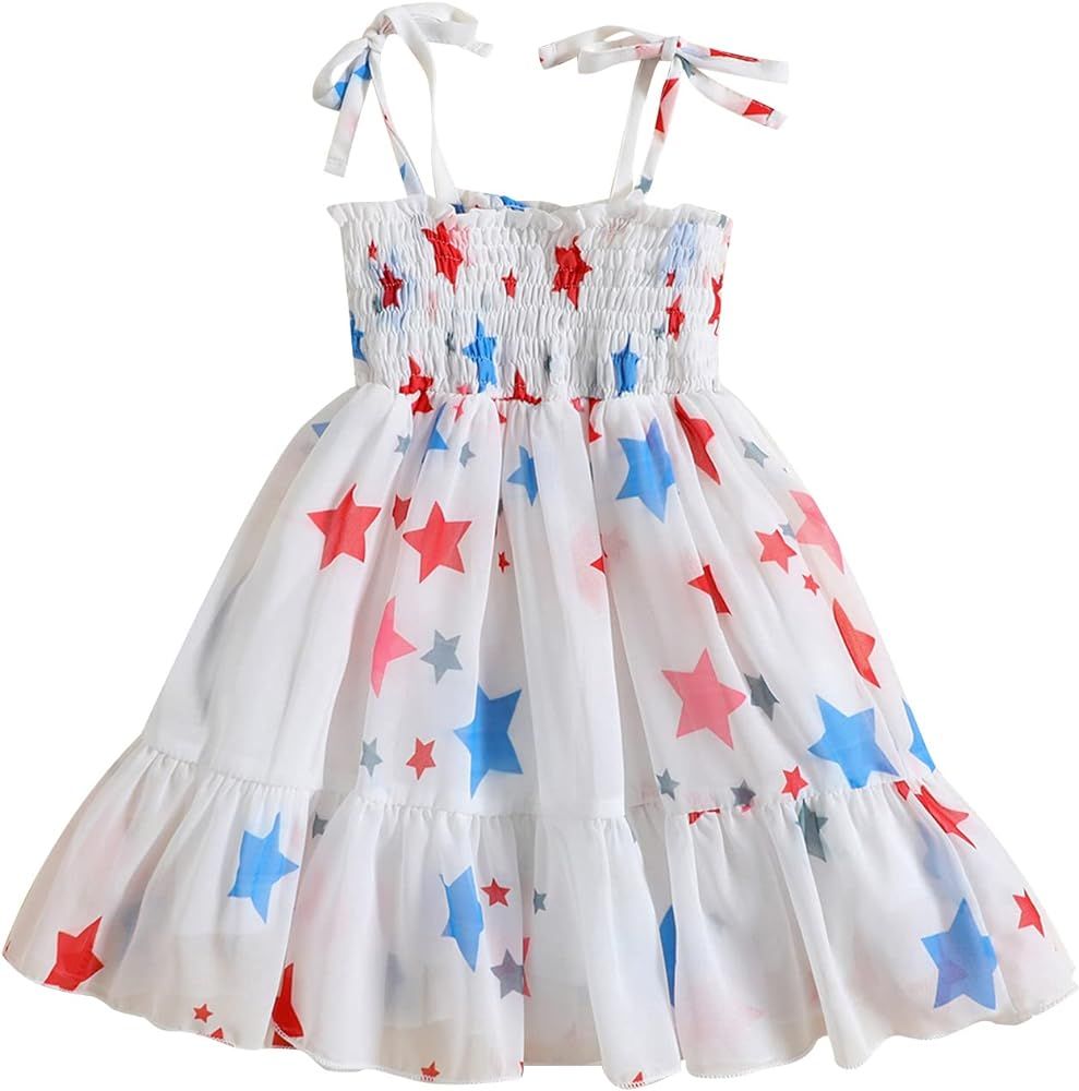 Toddler Baby Girl 4th of July Outfit Stars Lace Tulle Tutu Dress Independence Day Sleeveless Prin... | Amazon (US)