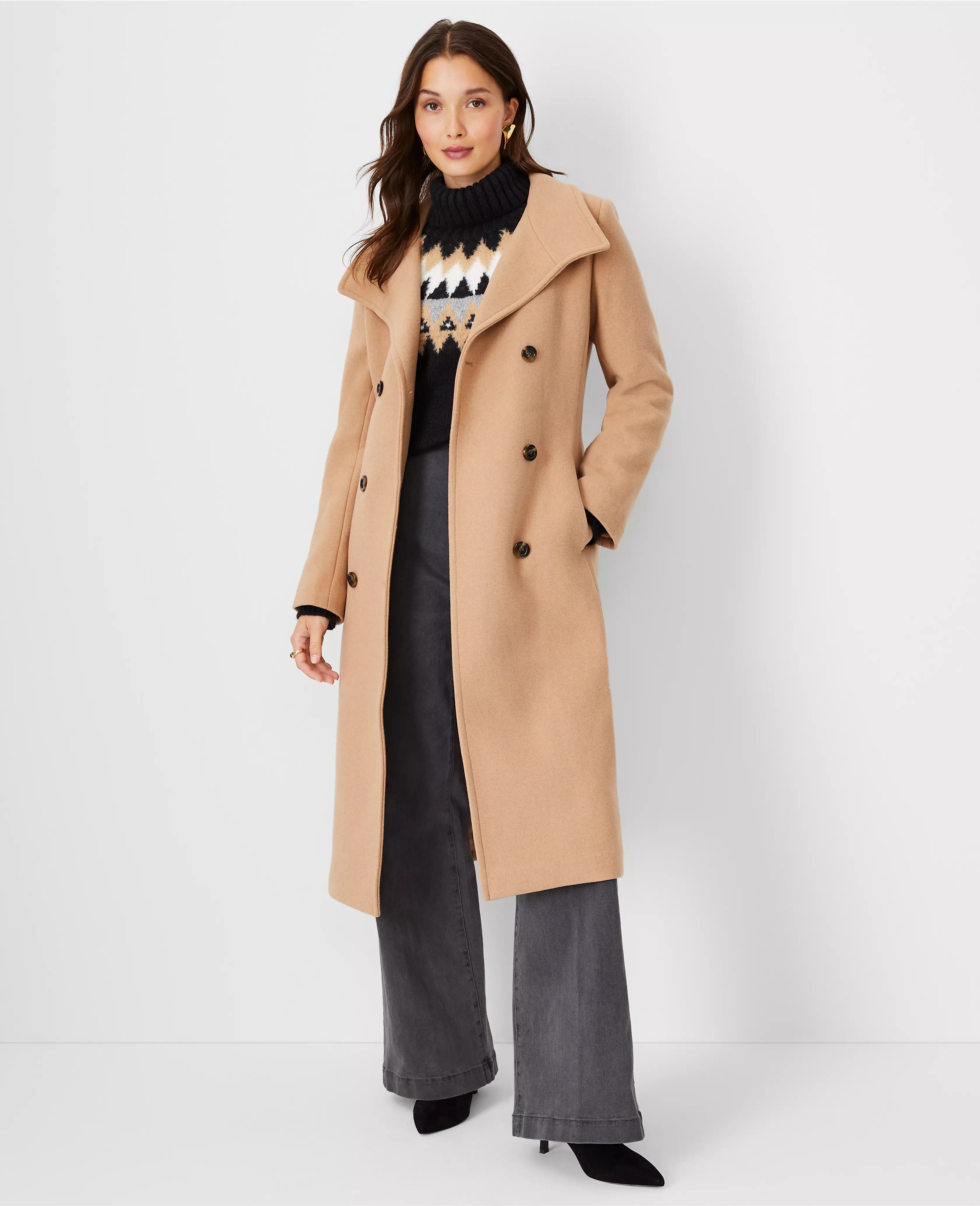 Wool Blend Belted Double Breasted Coat | Ann Taylor (US)
