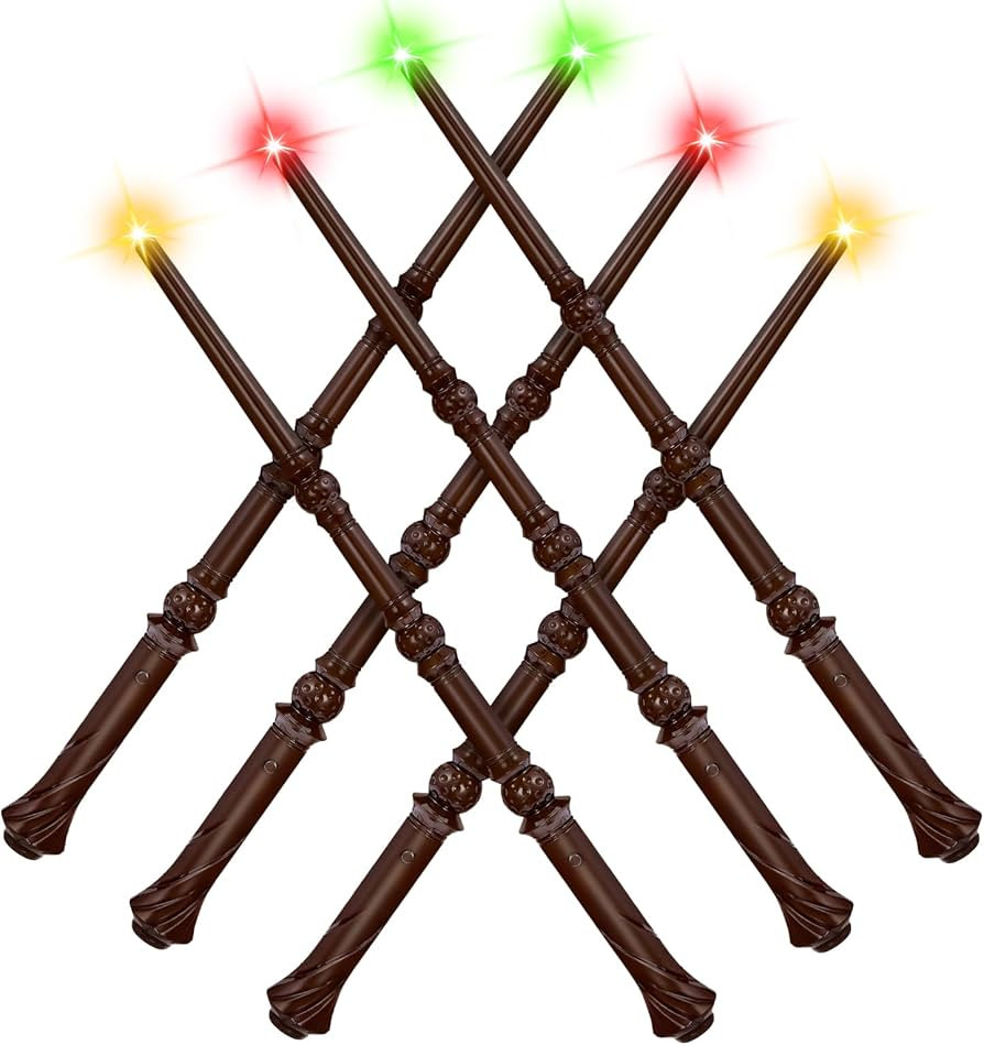 EZVYAO Light Up Magic Wizard Wand with 4 Color Lightings & Sounds - 6 Pack Illuminating Witch Toy... | Amazon (US)