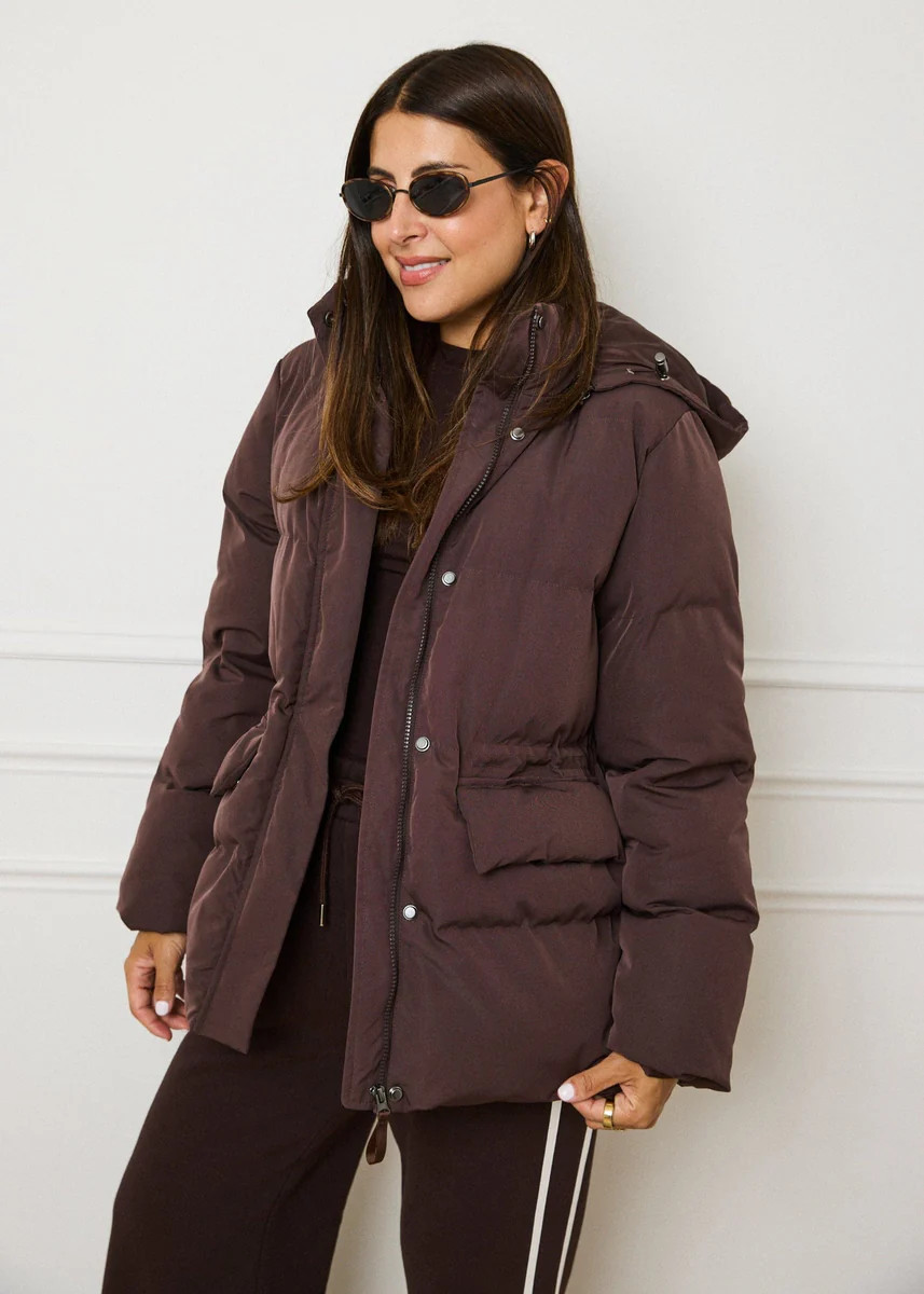 MID LENGTH PUFFER COAT - BROWN | WAT The Brand