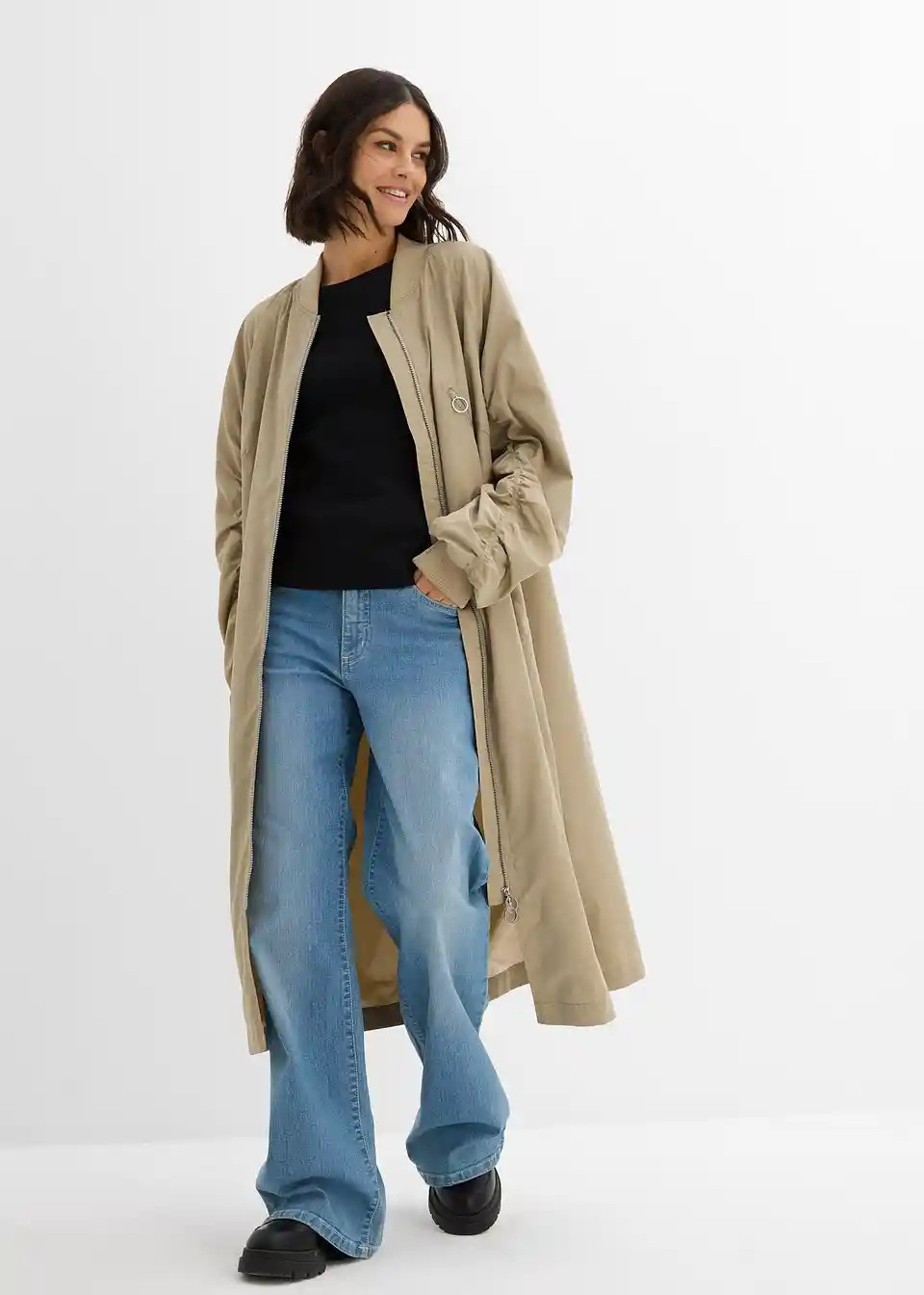 Blouson-Mantel mit Strickkragen | Bonprix DE