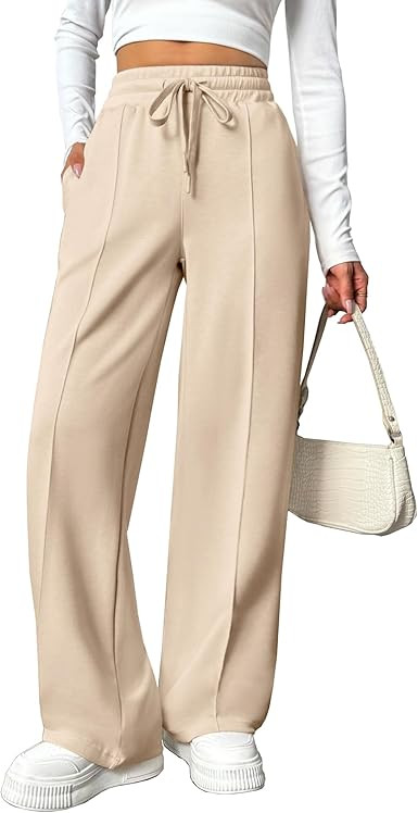 PINSPARK Wide Leg Sweatpants Women High Waisted Baggy Sweat Pants Elastic Elevated Seams Loose Ac... | Amazon (US)