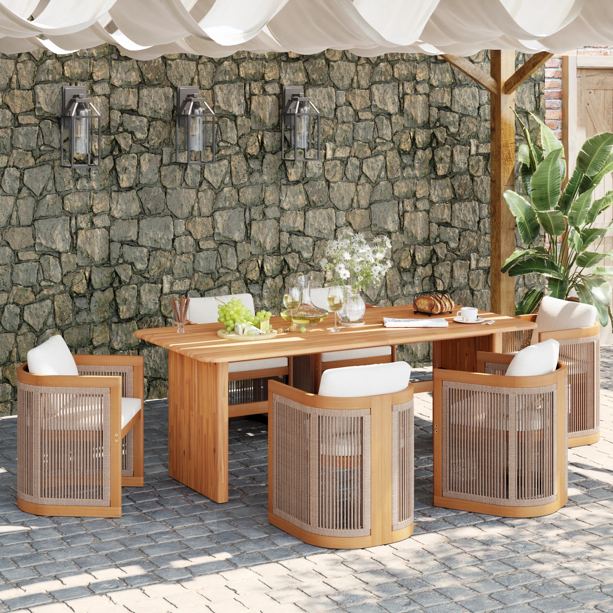 Januita Outdoor Acacia Wood Dining Set | Wayfair North America