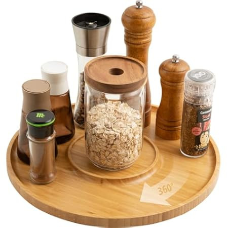 Prosumer's Choice Bamboo Lazy Susan Spinning Organizer Turntable - 10x10-Inch Revolving Condiment and Spice Rack - Multipurpose Rotating Bamboo Wood Organizer for Kitchen Countertop or Bathrooms | Amazon (US)