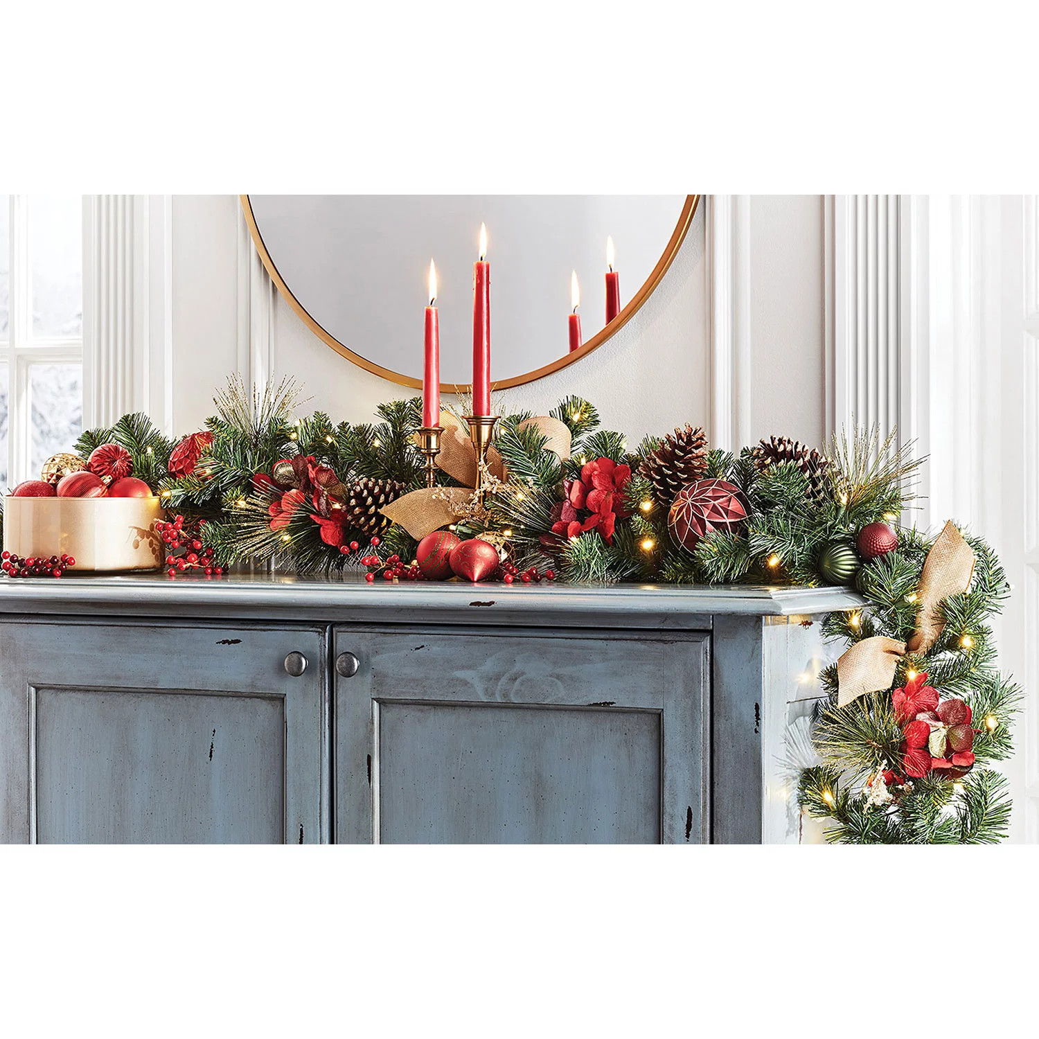 Member's Mark Pre-Lit 9' Decorated Garland (Red/Gold) | Sam's Club