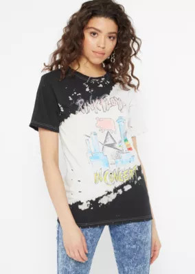 Black Bleached Distressed Pink Floyd Graphic Tee | rue21