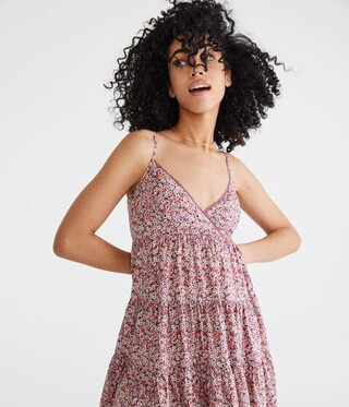 Floral V-Neck Crossover Babydoll Dress | Aeropostale