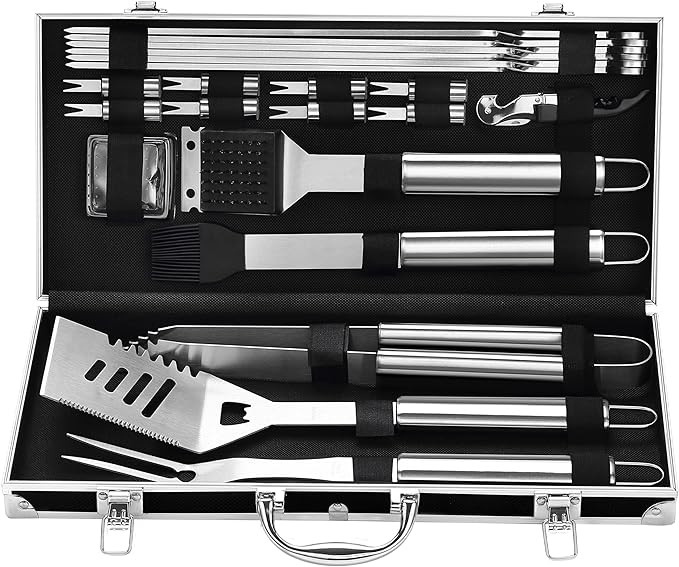 Grilljoy 22-Piece Stainless Steel BBQ Grill Tools Set with Black Aluminum Case - Premium Outdoor ... | Amazon (US)