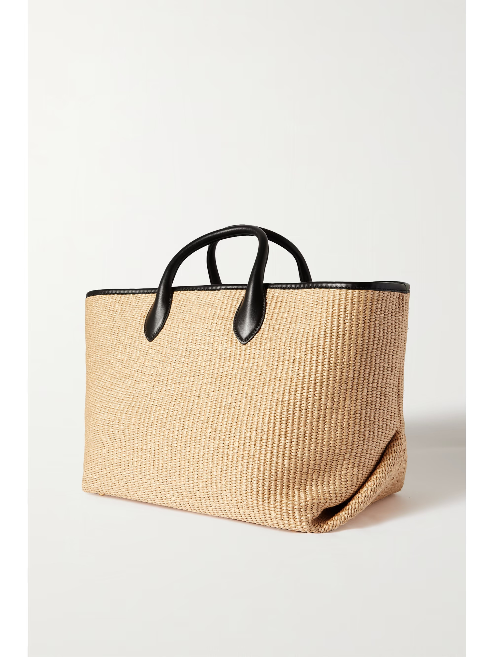 Tan Amelia medium leather-trimmed raffia tote | KHAITE | NET-A-PORTER | NET-A-PORTER (US)