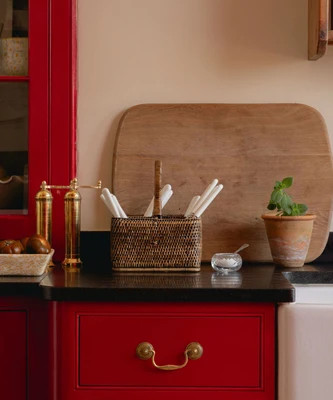 Rattan Cutlery and Condiment Carrier, Brown | Rebecca Udall UK