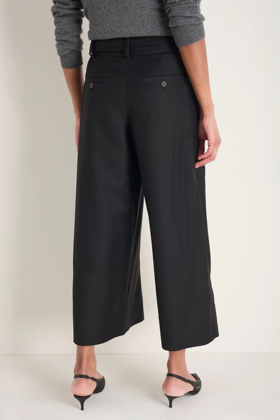 Sheila Wool Culotte Trouser - Black | WYSE London