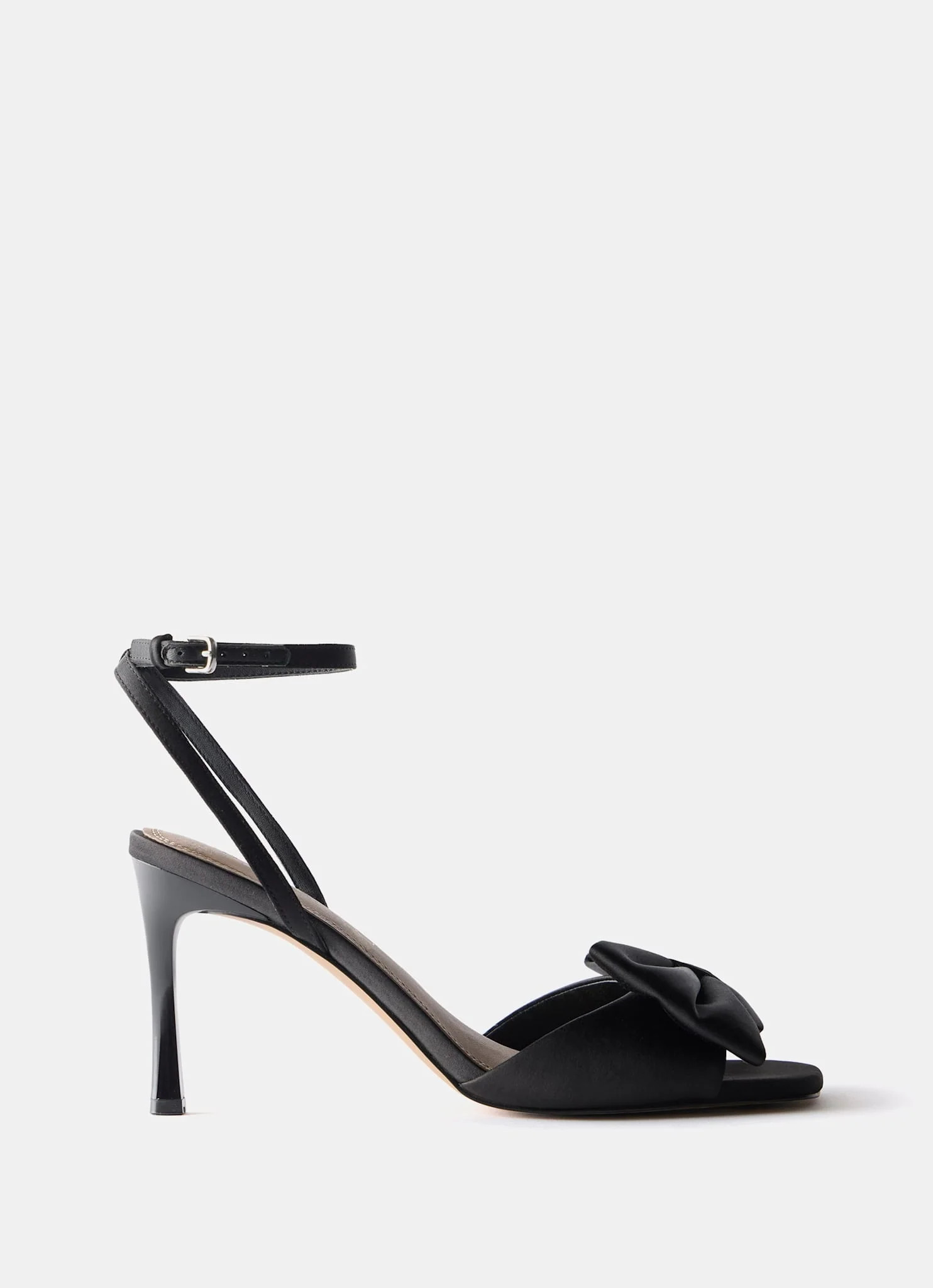 Noa Black Satin Bow Detail High Heels | Mint Velvet