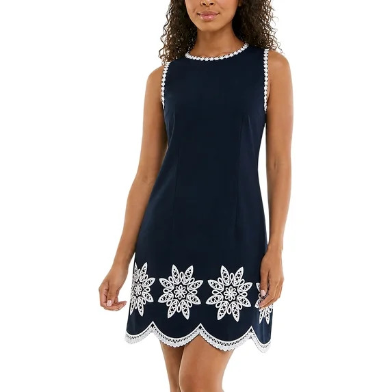 Nanette Lepore Women's Sleeveless Poplin Dress with Embroidery, Sizes XS-XXXL | Walmart (US)