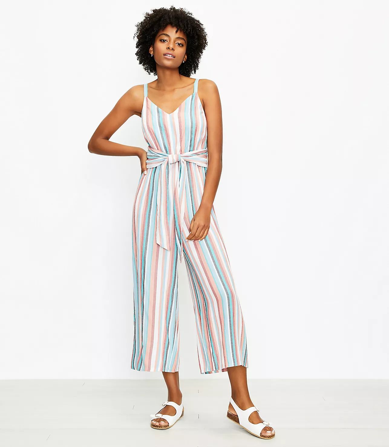 Striped Wrap Cami Jumpsuit | LOFT