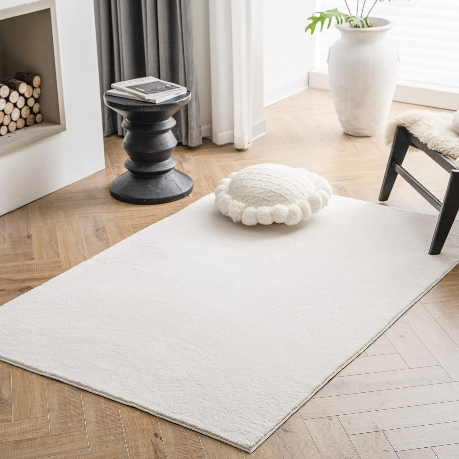 LIVEBOX Soft Washable Rug 3x5 Feet for Girls Boys Bedroom, Shag White Rug Cute Nursery Rug for Ba... | Amazon (US)