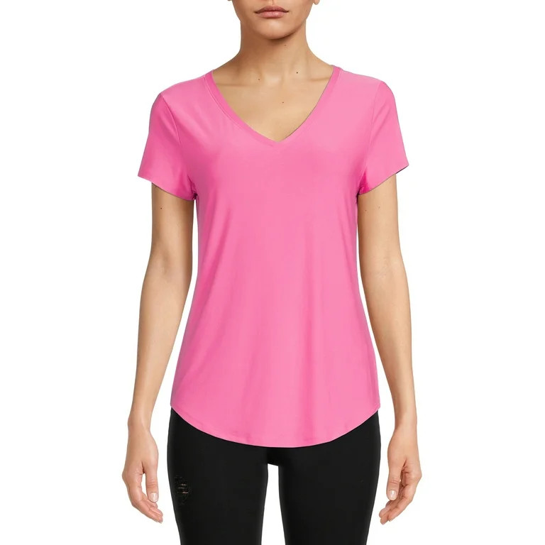 No Boundaries Women's Junior's Brushed V-Neck Short Sleeve T-Shirt | Walmart (US)