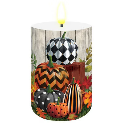 Briarwood Lane Fall Flameless Candle 6x3 Patterned Pumpkins Flameless Candle with Timer for Fall | Target
