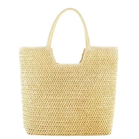 Hand-woven Women Shoulder Handbag SummerWomen Straw Beach Shopping Tote Bag | Walmart (US)