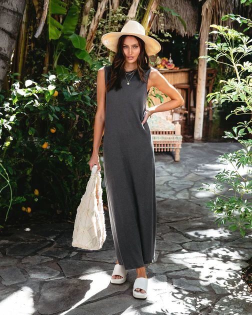 Out And About Sleeveless Maxi Dress - Charcoal | VICI Collection