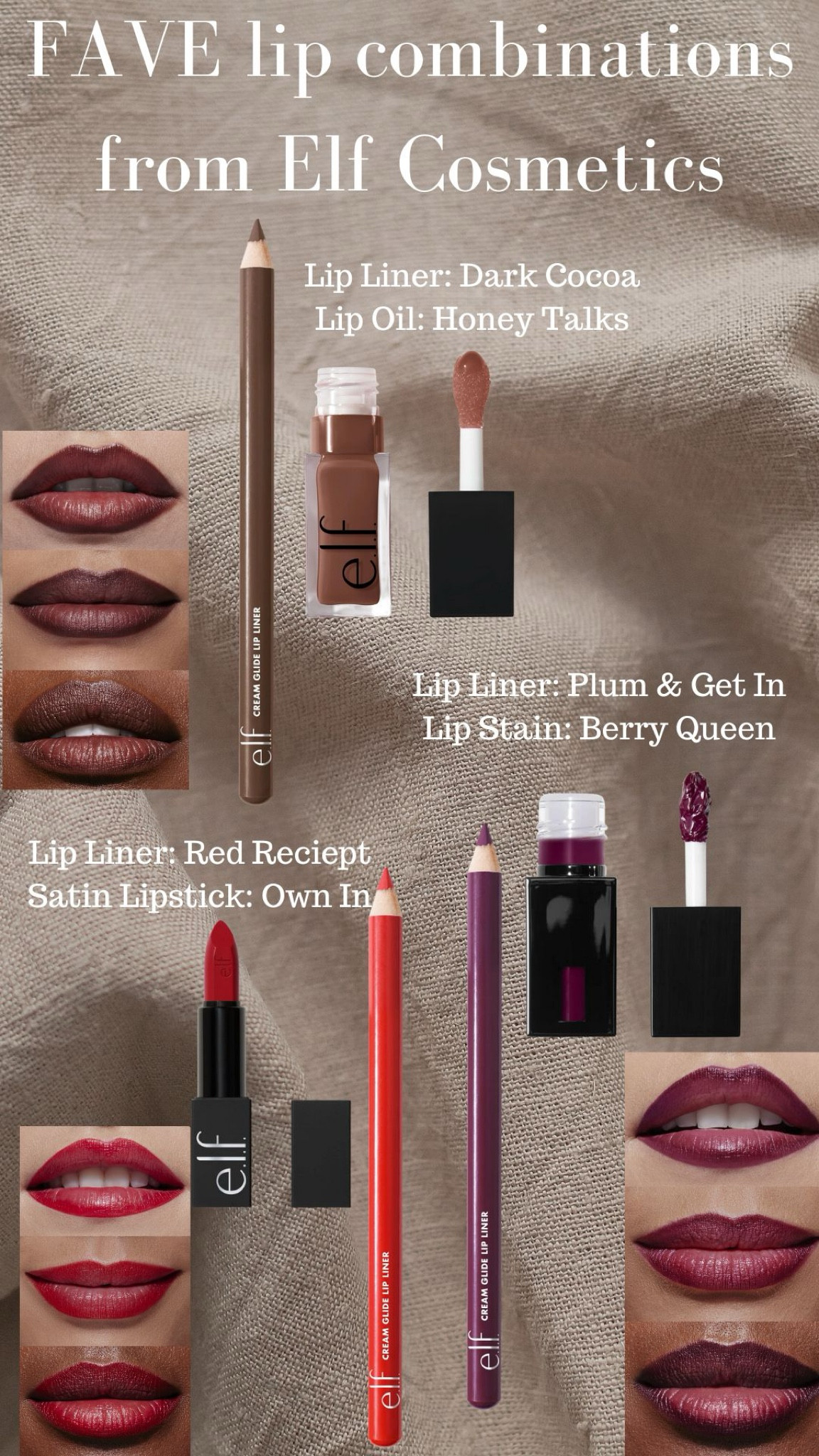 You guys asked earlier so linking some of my favorite lip combinations from elf cosmetics. The lip oil is absolutely my favorite so I’m probably going to go back and get three or four different colors, but these are some of my go to combinations whether I’m going on date night or happy hour or just running errands around town. #walmartpartner @walmart #walmartmusthaves 

#LTKFindsUnder50