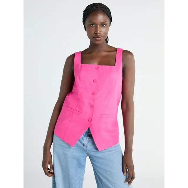 Scoop Women's and Women's Plus Linen Blend Longline Vest, Sizes XS-4X | Walmart (US)