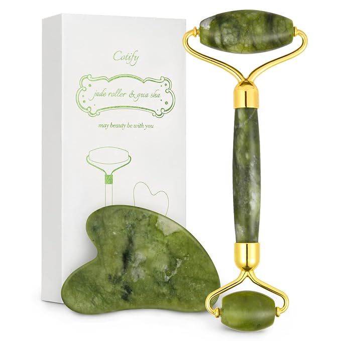 Jade Roller & Gua Sha Set, Face Roller, Cotify Anti-Aging Facial Roller, Natural Green Jade Beaut... | Amazon (US)