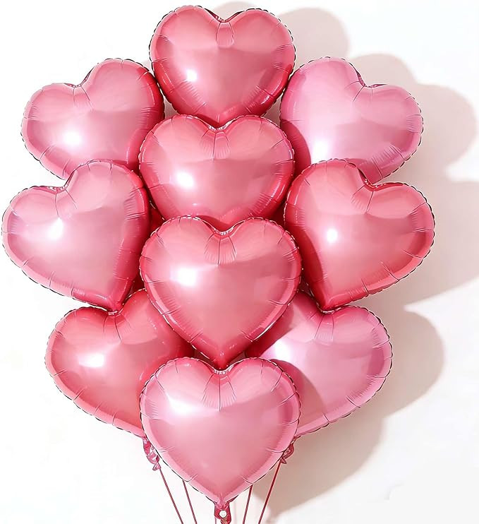 10Pcs Pearl Pink Foil Heart Shaped Balloons 18 Inch Mylar for Baby Shower, Wedding, Valentine Dec... | Amazon (US)