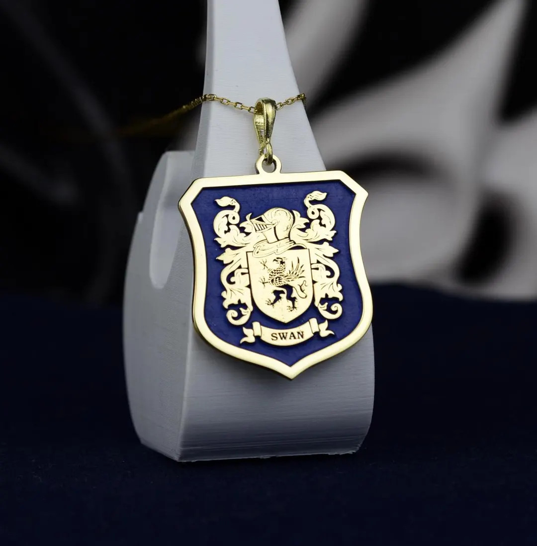 Custom Family Crest Pendant: Sterling Silver or Gold Heritage Necklace | Etsy (US)