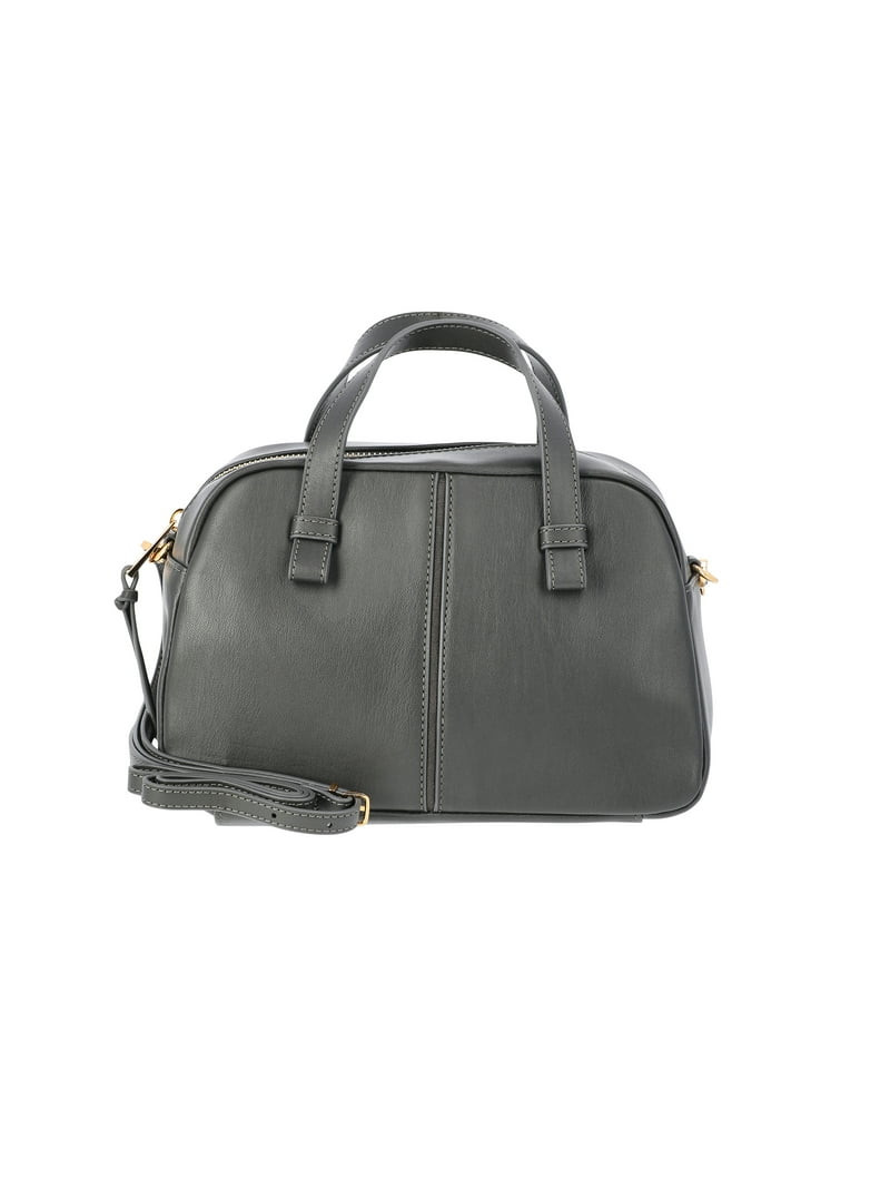 Time and Tru Women's Faux Leather Mini Satchel Bag with Crossbody Strap, Bark | Walmart (US)