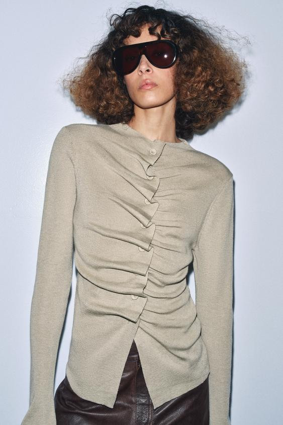 DRAPED KNIT CARDIGAN | Zara UK