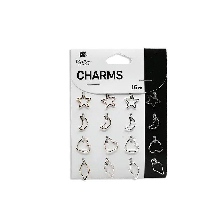 Blue Moon Beads Silver Metal Open Shape Charms for Jewelry Making, 16 Piece | Walmart (US)