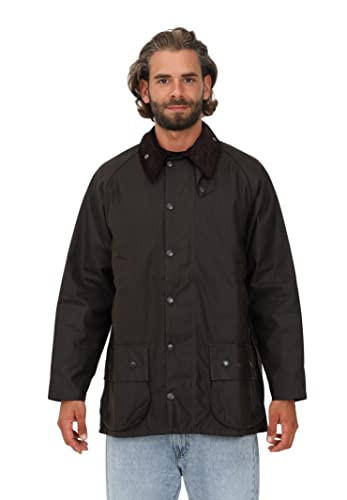 Barbour Beaufort waxed cotton jacket in navy with a corduroy collar