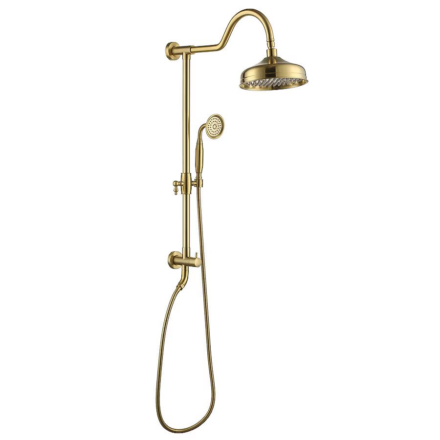 Clihome Brushed Gold Dual Head Shower Faucet Bar System with 2-way Diverter (Pressure-balanced Va... | Lowe's