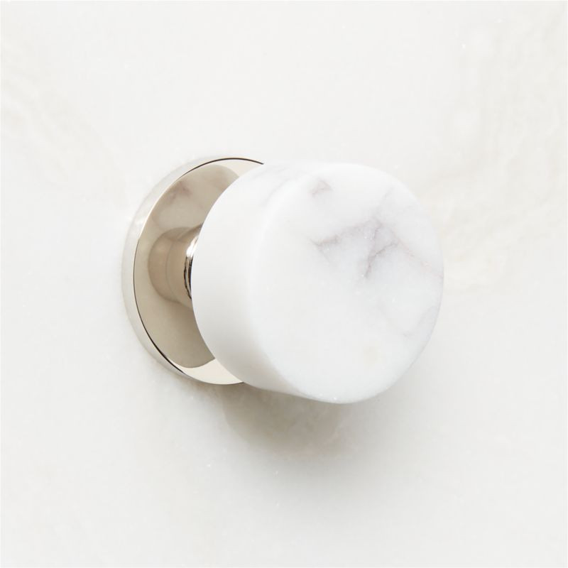 Logan Polished Nickel and Carrara Marble Knob 1.25'' + Reviews | CB2 | CB2