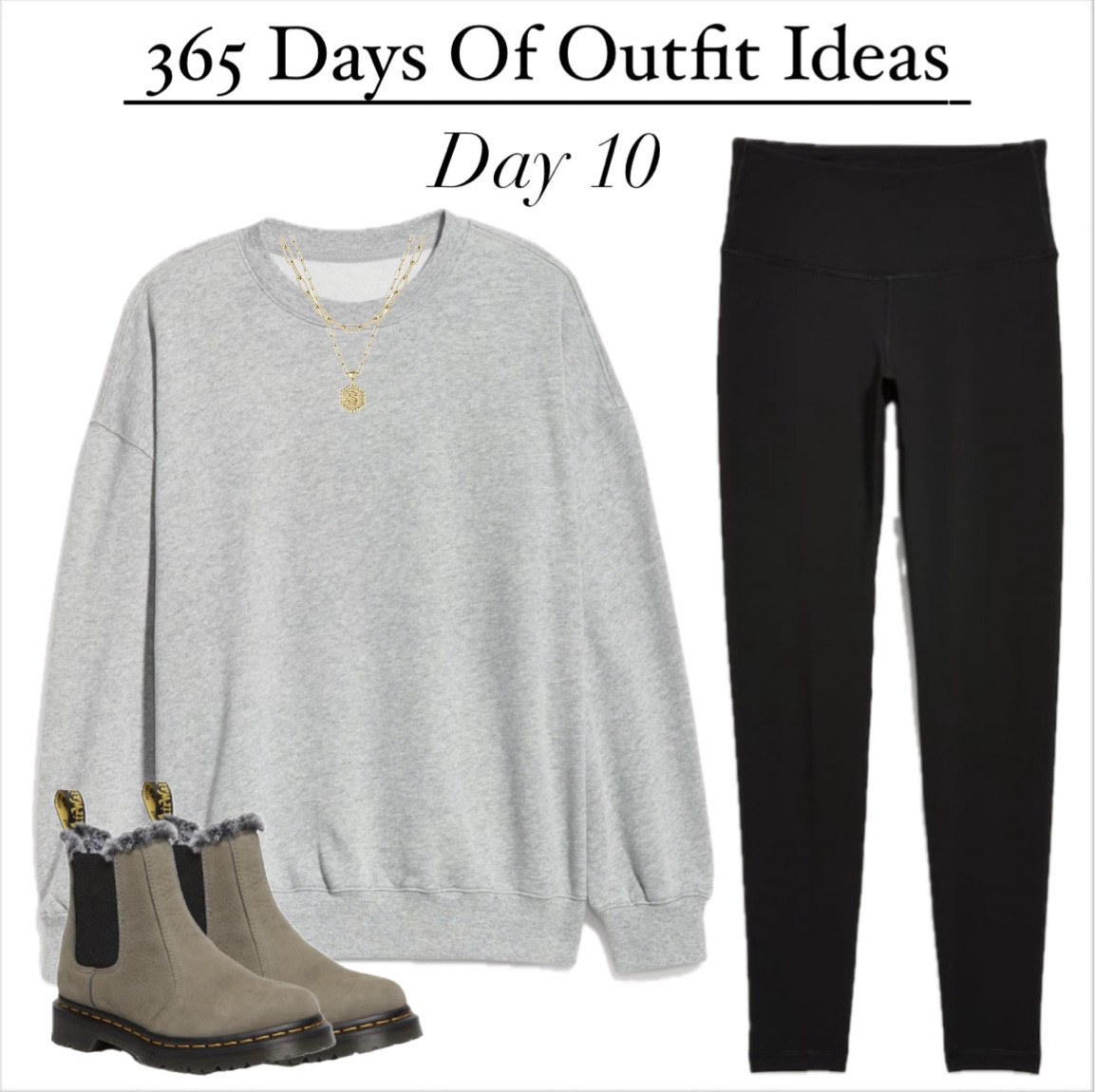365 Days Of Outfit Day 10
•sweatshirt & leggings #oldnavy
•boots #drmartens #amazon #docmartens #chelseaboots #winterboots #winteroutfit #casualoutfit #casualstyle #minimalistoutfit #minimalstyle 

#LTKStyleTip #LTKSeasonal #LTKFindsUnder50