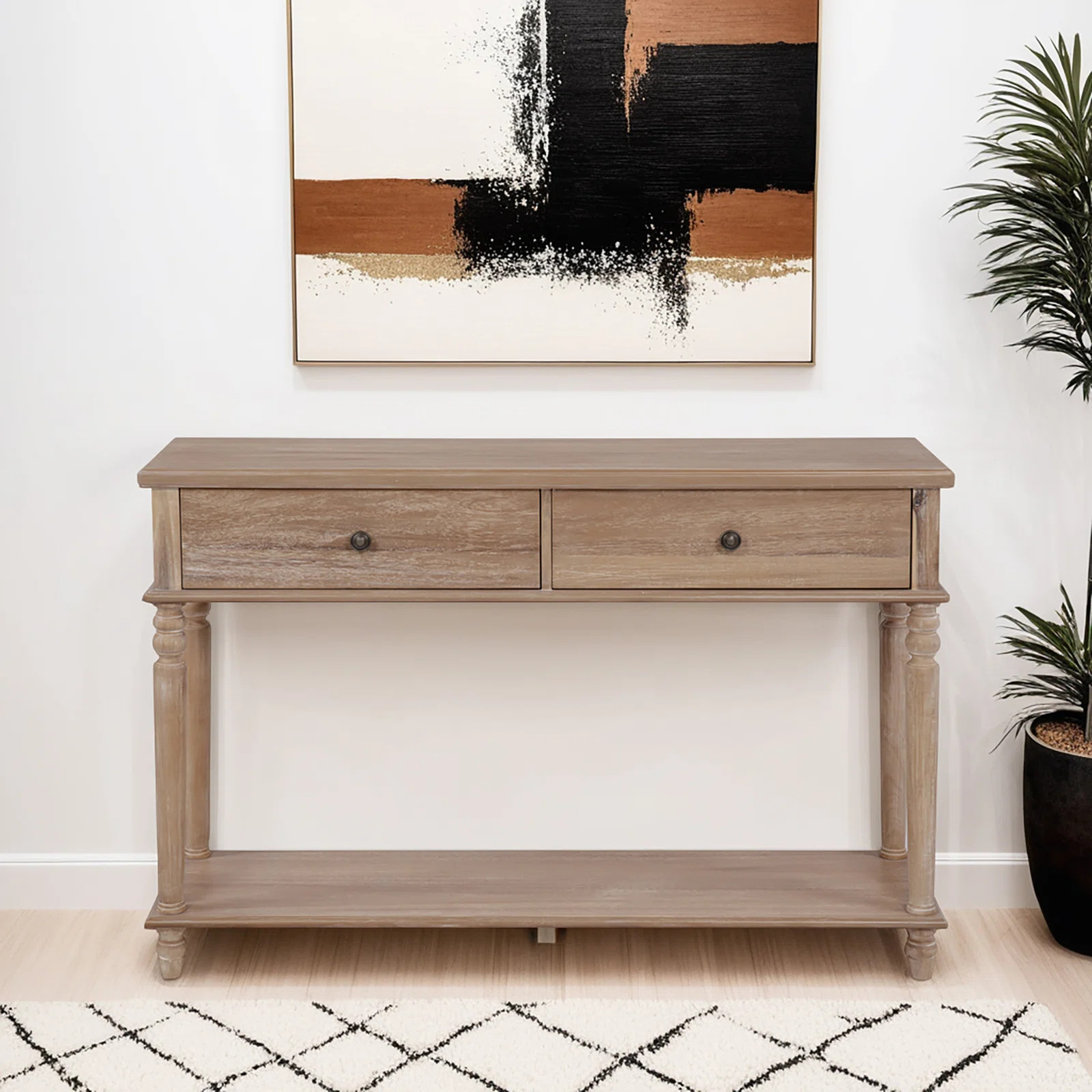 Birkley 48” 2-Drawer Console Table With Display Shelf | Wayfair North America