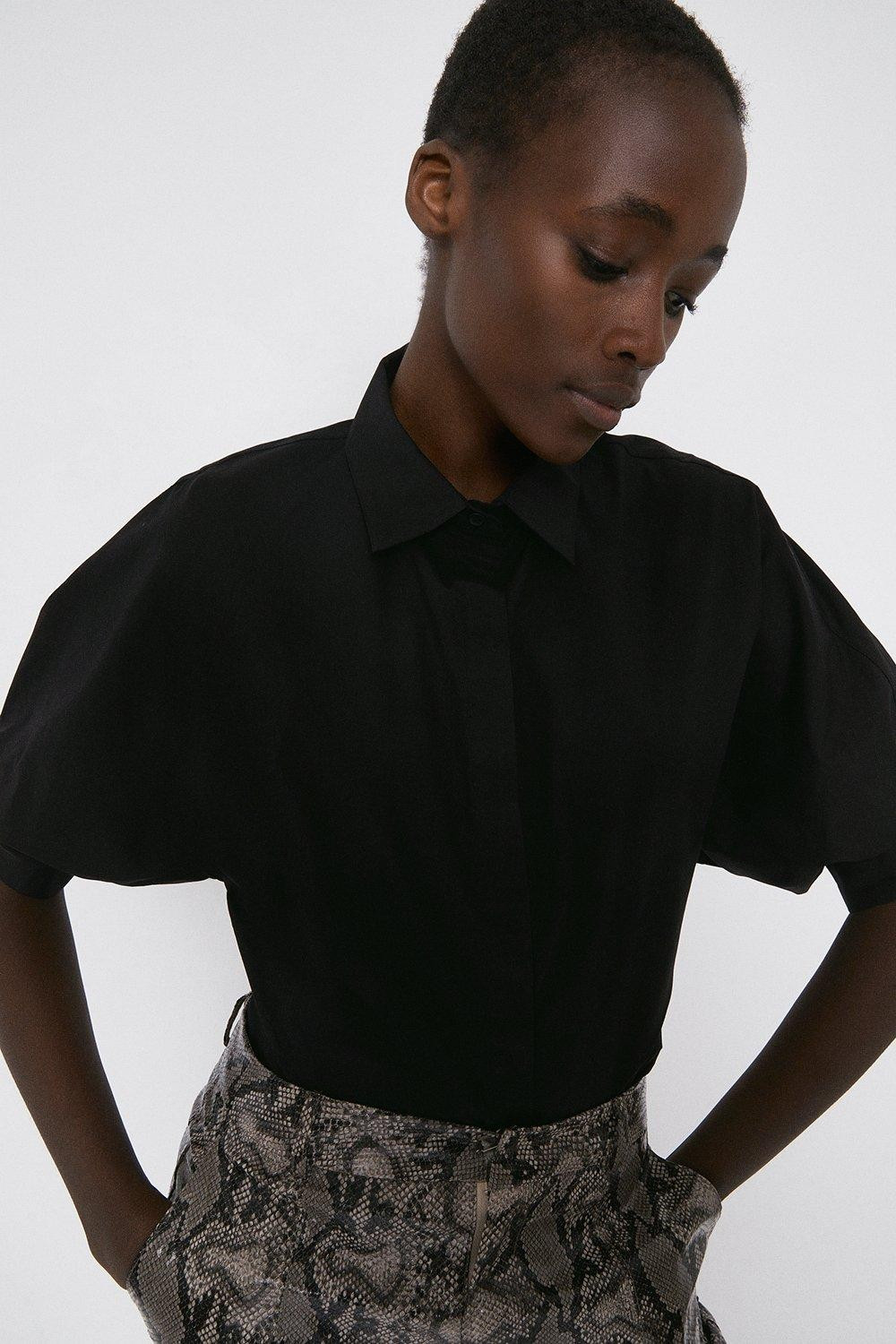 Cotton Shirt With Short Sleeve | Warehouse UK & IE