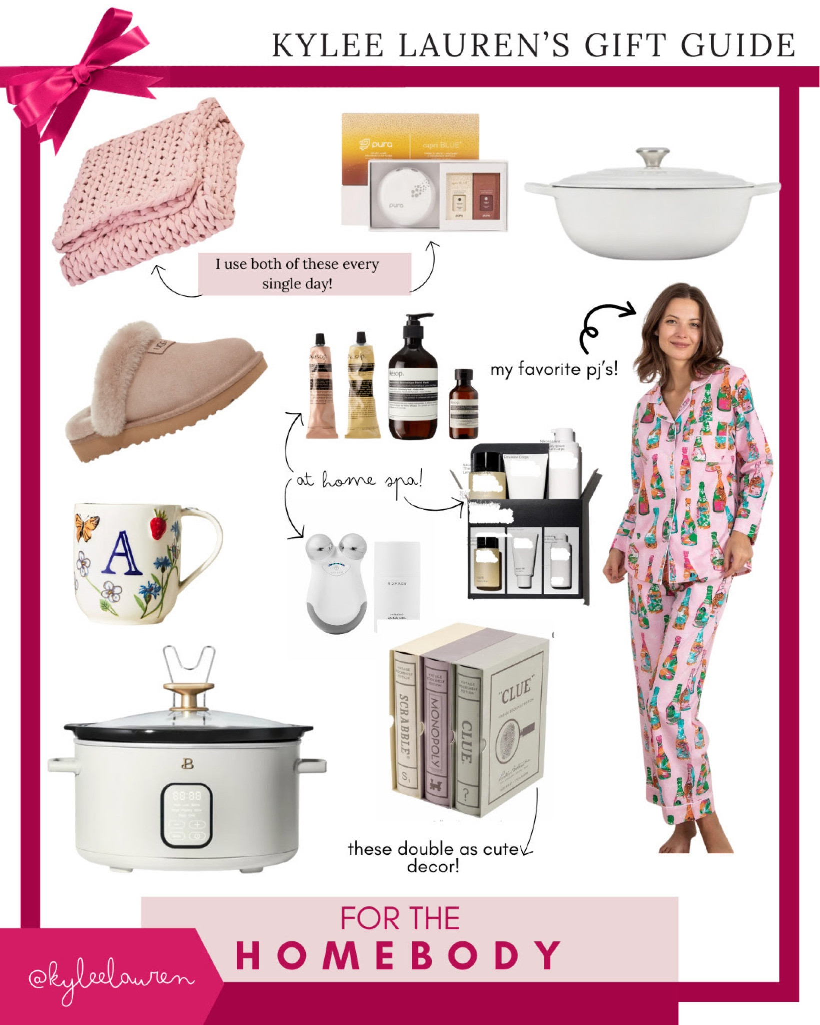 Welcome to Gift Guide Day #1! Today I’m sharing picks for the homebody. As a resident homebody myself, these gifts are really focused on all things comfy and cozy. These gifts are for your friend who would prefer to stay in versus going out to a bar or is the queen of hosting an amazing game night. It’s for your sister who is the master of a Netflix binge session or your mom who never takes time for herself. It’s all about some elevated basics, making a great space, and taking time to just chill. 

Bearaby Pura Home Fragrance Le Creuset Ugg Print Fresh Necessaire Sephora Ulta Anthropologie Nuface Holiday Aesop Drew Barrymore Walmart Amazon Luxe

#LTKHoliday #LTKHolidaySale #LTKGiftGuide