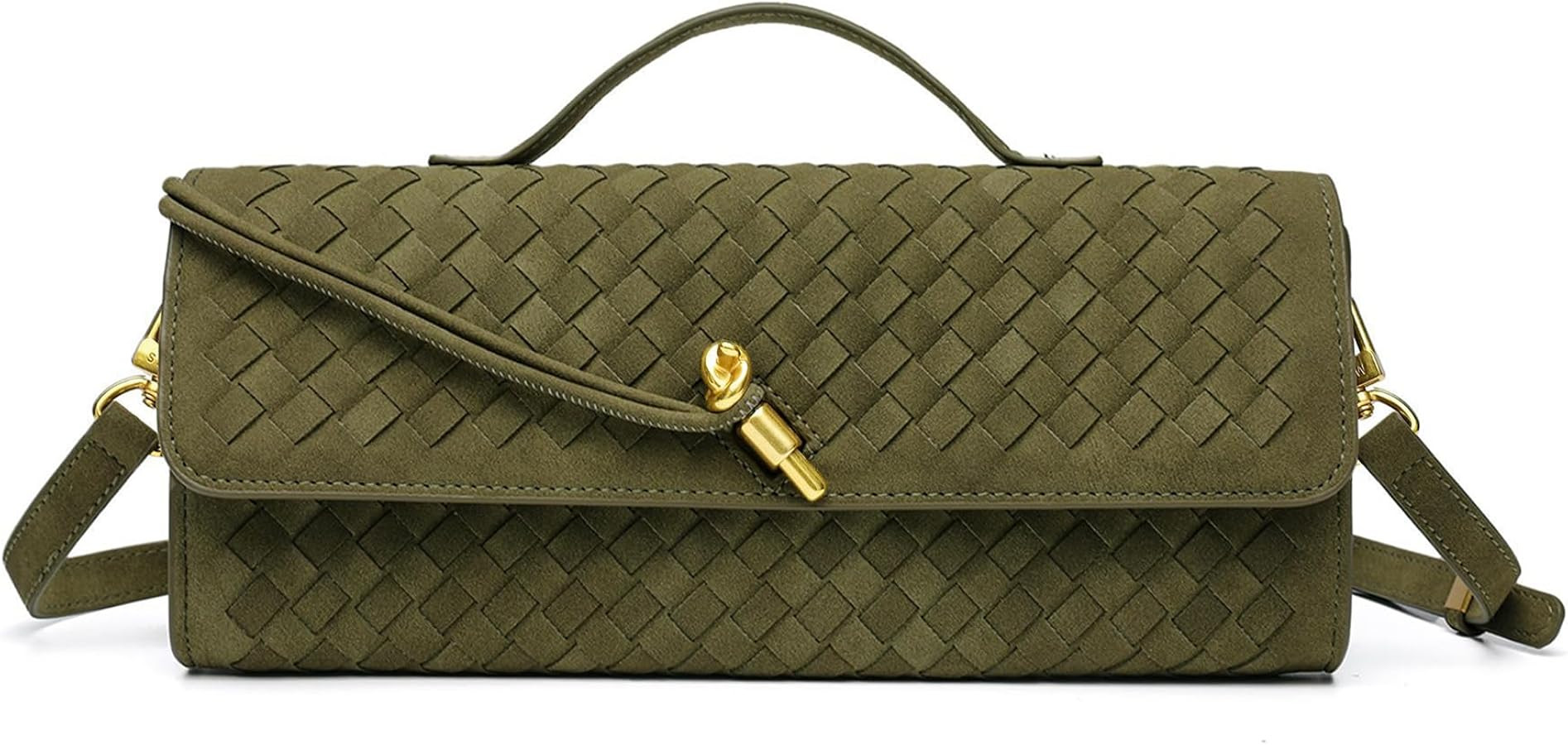 Suede Woven Clutch Purse for Women Designer Hand-woven Crossbody Satchel Bag Trendy Evening Handb... | Amazon (US)