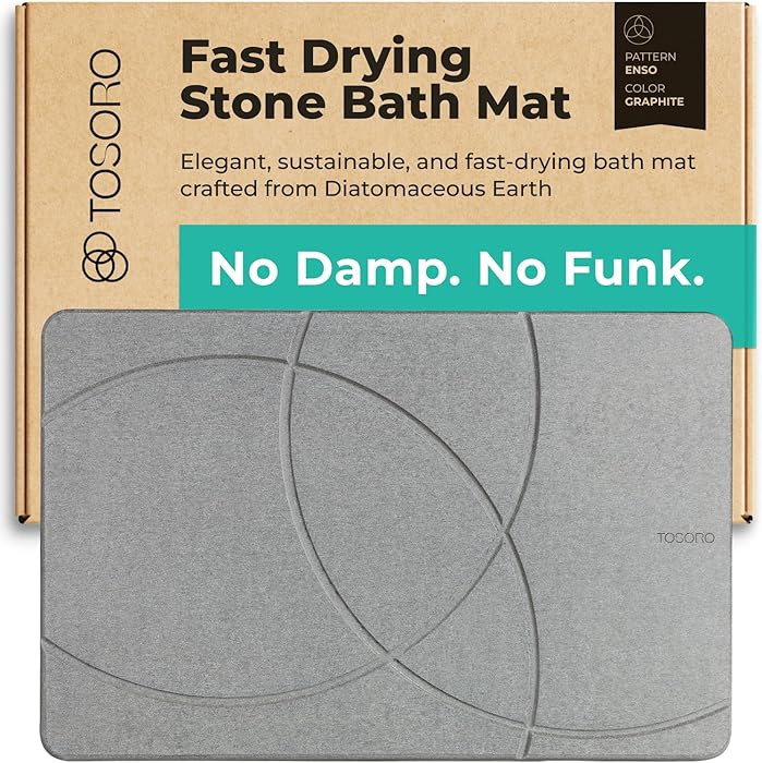 TOSORO - Stone Bath Mat Diatomaceous Earth Shower Mat Non-Slip Super Absorbent Diatomite Stone Ba... | Amazon (US)