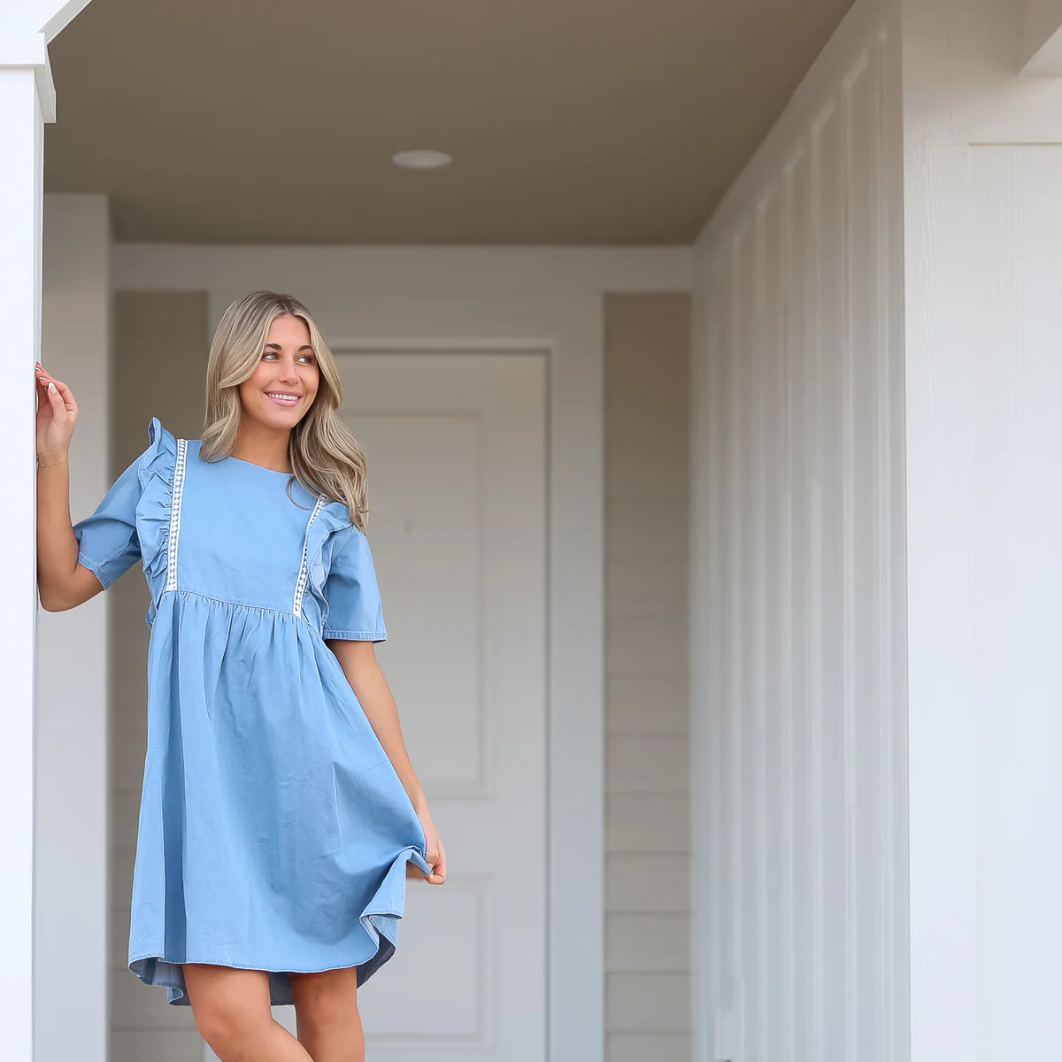 Light Blue Denim Summer Dress | FEHRNVI