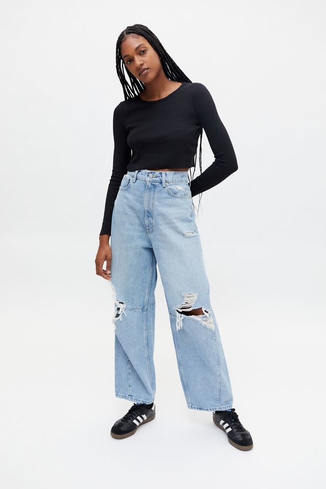 BDG Girlfriend Long Sleeve Cropped Top | Urban Outfitters (US and RoW)